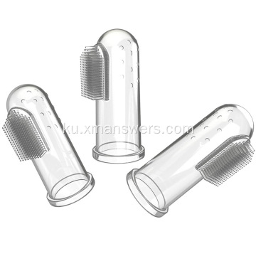 Firçeya Diranan a Silicone Finger Baby Furça Diranê Dualî